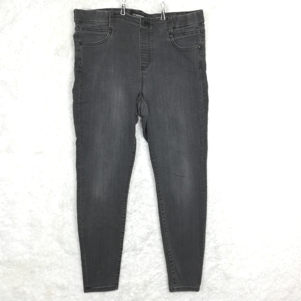 Liverpool Womens Jeans The Skinny High Rise Night Jet Black Denim Stretch 16
